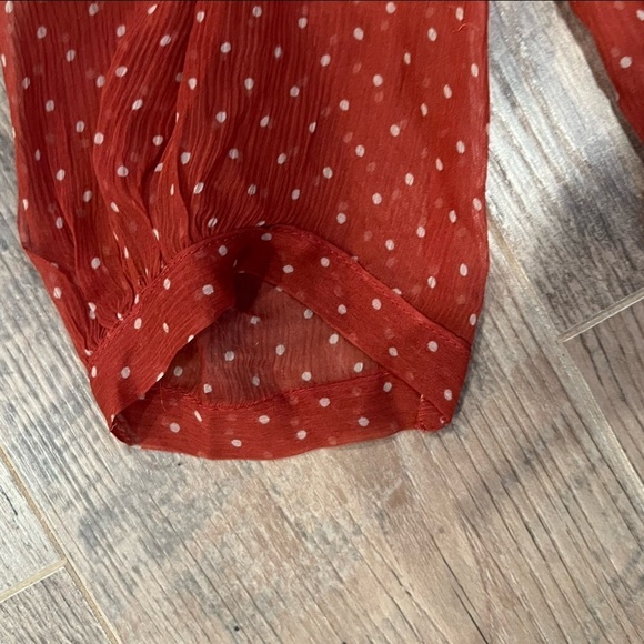 NATHALIE Seaver Women’s Red Poka Dot Blouse Size 2 - Picture 3 of 6
